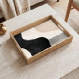 Abstract - Japandi - Beige - Modern Dienblad Rechthoek middel -sfeer1
