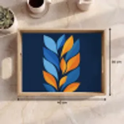 Abstract - Bladeren - Blauw Dienblad Rechthoek middel -USP_Formaat