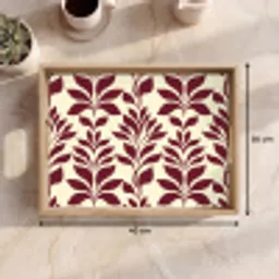 Abstract - Bladeren - Burgundy Dienblad Rechthoek middel 911 -USP_Formaat