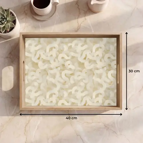 Abstract - Lijnen - Beige Dienblad Rechthoek middel 911 -USP_Formaat