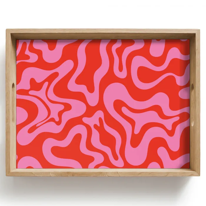 Abstract - Patroon - Rood - Roze - Minimalistisch Dienblad Rechthoek middel -z3d_shopping