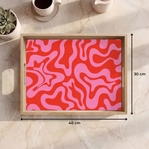 Abstract - Patroon - Rood - Roze - Minimalistisch Dienblad Rechthoek middel -USP_Formaat