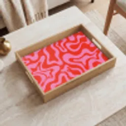 Abstract - Patroon - Rood - Roze - Minimalistisch Dienblad Rechthoek middel -sfeer1