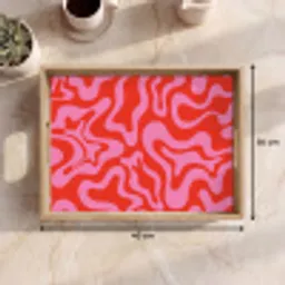 Abstract - Patroon - Rood - Roze - Minimalistisch Dienblad Rechthoek middel -USP_Formaat