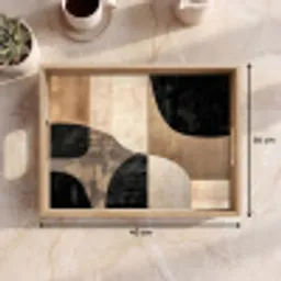 Abstract - Vlakken - Zwart - Rond Dienblad Rechthoek middel -USP_Formaat