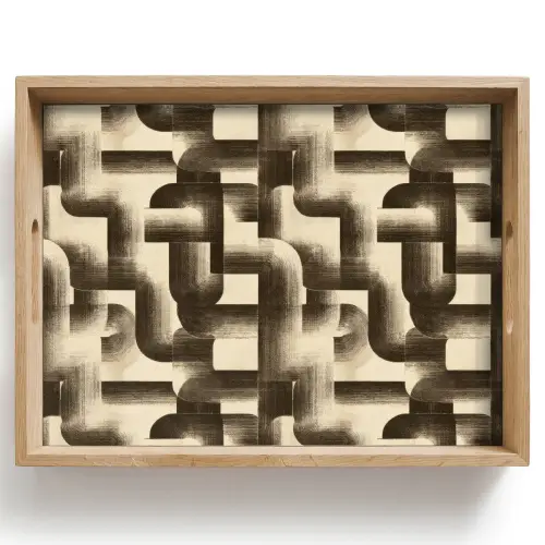 Abstract - Retro - Zwart Dienblad Rechthoek middel 911 -z3d_shopping