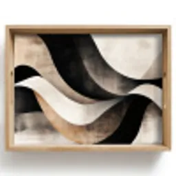 Abstract - Golven - Zwart - Verweerd Dienblad Rechthoek middel -z3d_shopping