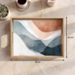 Abstract - Golven - Blauw Dienblad Rechthoek middel -USP_Formaat