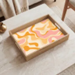 Abstract - Golvend - Oranje Dienblad Rechthoek middel -sfeer1