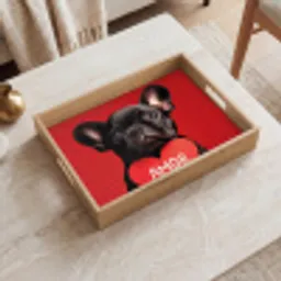 Amor - Hond  - Hartje - Rood Dienblad Rechthoek middel -sfeer1
