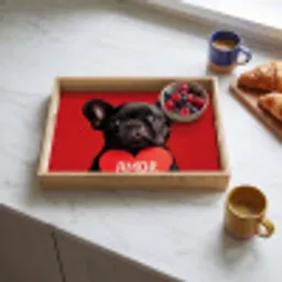 Amor - Hond  - Hartje - Rood Dienblad Rechthoek middel -sfeer2