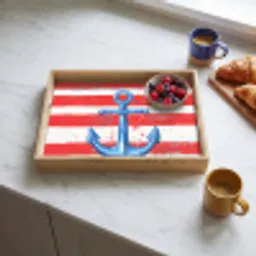 Anker - Verfspatten - Rood - Blauw Dienblad Rechthoek middel -sfeer2