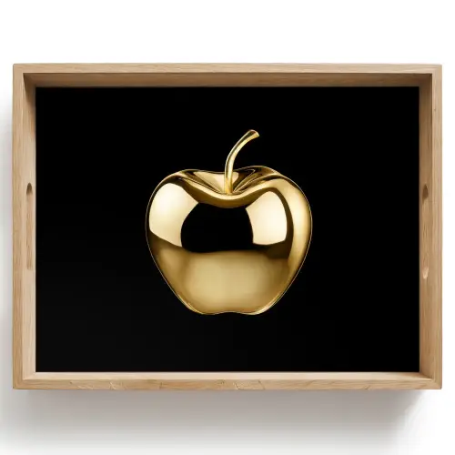 Appel - Goud - Chrome - Zwart Dienblad Rechthoek middel -z3d_shopping
