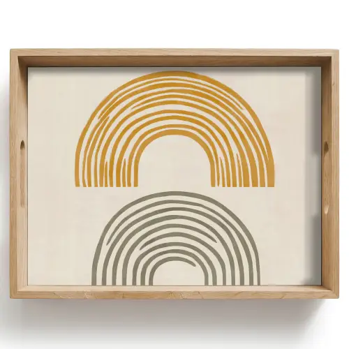 Bogen - Lijnen - Oranje - Minimalistisch Dienblad Rechthoek middel -z3d_shopping