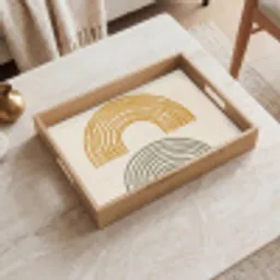 Bogen - Lijnen - Oranje - Minimalistisch Dienblad Rechthoek middel -sfeer1