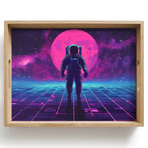 Astronaut - Maan - Roze - Sterrennevels Dienblad Rechthoek middel -z3d_shopping