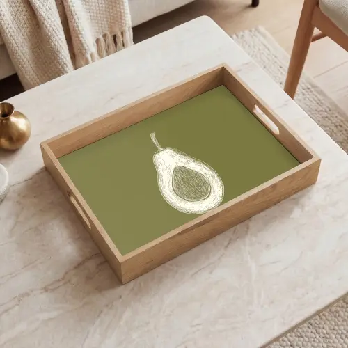 Avocado - Minimalistisch - Illustratie - Groen Dienblad Rechthoek middel -sfeer1