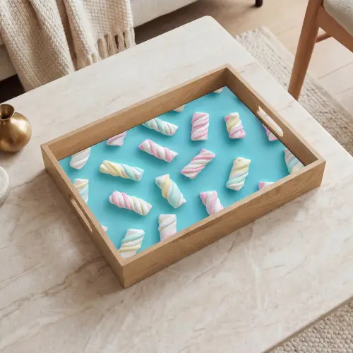 Spekjes - Pastel - Snoep - Blauw Dienblad Rechthoek middel -sfeer1