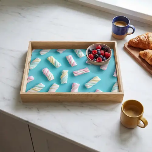 Spekjes - Pastel - Snoep - Blauw Dienblad Rechthoek middel -sfeer2
