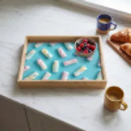 Spekjes - Pastel - Snoep - Blauw Dienblad Rechthoek middel -sfeer2