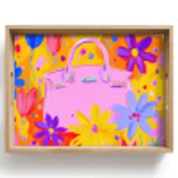 Tas - Roze - Bloemen Dienblad Rechthoek middel -z3d_shopping