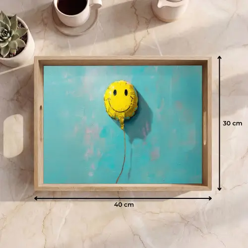 Ballon - Geel - Smiley Dienblad Rechthoek middel -USP_Formaat
