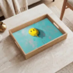 Ballon - Geel - Smiley Dienblad Rechthoek middel -sfeer1