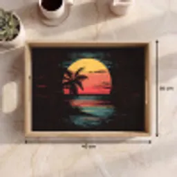 Strand - Minimalistisch - Zon - Oranje Dienblad Rechthoek middel -USP_Formaat