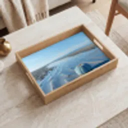 Strand - Schild - Water - Blauw Dienblad Rechthoek middel -sfeer1