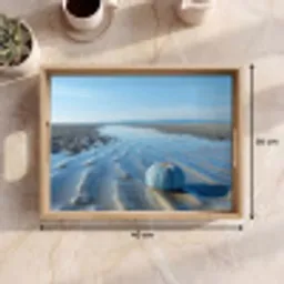 Strand - Schild - Water - Blauw Dienblad Rechthoek middel -USP_Formaat