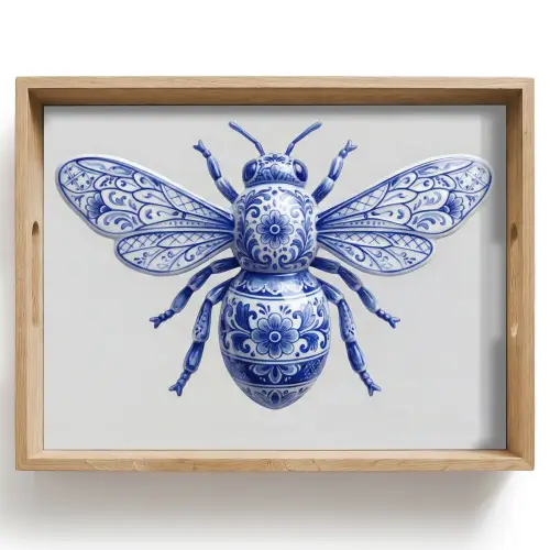 Bij - Modern - Delfts - Blauw Dienblad Rechthoek middel -z3d_shopping