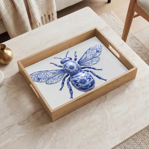 Bij - Modern - Delfts - Blauw Dienblad Rechthoek middel -sfeer1