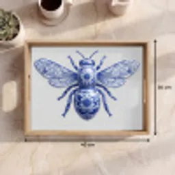 Bij - Modern - Delfts - Blauw Dienblad Rechthoek middel -USP_Formaat