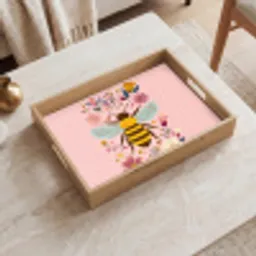 Bij - Geel - Bloemen - Kleurrijk Dienblad Rechthoek middel -sfeer1