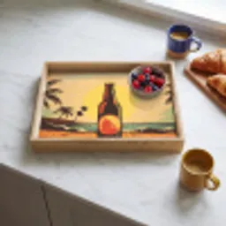 Bierfles - Zonsondergang - Palmbomen - Zee Dienblad Rechthoek middel -sfeer2