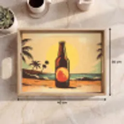 Bierfles - Zonsondergang - Palmbomen - Zee Dienblad Rechthoek middel -USP_Formaat