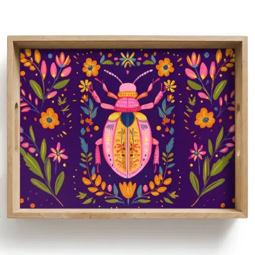 Kever - Felgekleurd - Bloemen - Bladeren Dienblad Rechthoek middel -z3d_shopping