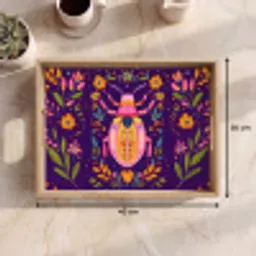 Kever - Felgekleurd - Bloemen - Bladeren Dienblad Rechthoek middel -USP_Formaat