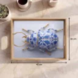Kever - Delfts  - Blauw - Goud Dienblad Rechthoek middel -USP_Formaat