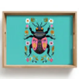 Kever - Bloemmotieven - Turquoise - Bladeren Dienblad Rechthoek middel -z3d_shopping