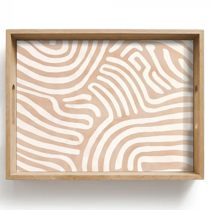 Beige - Aardspatroon Dienblad Rechthoek middel -z3d_shopping