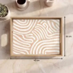 Beige - Aardspatroon Dienblad Rechthoek middel -USP_Formaat