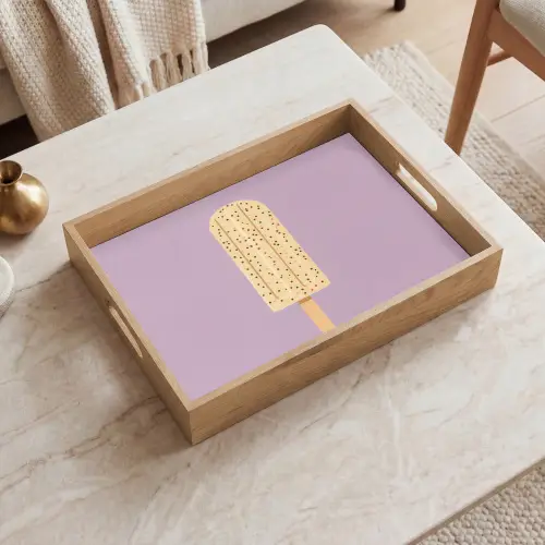 Beige - Ijsje - Spikkels Dienblad Rechthoek middel -sfeer1