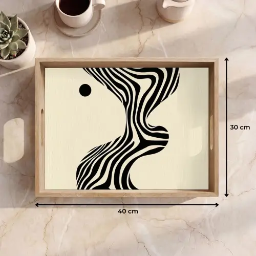 Beige - Lijnen - Golvend - Abstract Dienblad Rechthoek middel -USP_Formaat