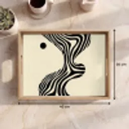 Beige - Lijnen - Golvend -  Abstract Dienblad Rechthoek middel -USP_Formaat