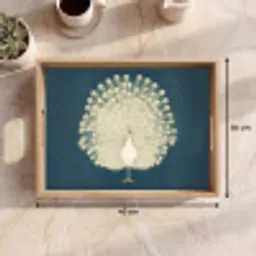 Vogel - Blauw - Vintage Dienblad Rechthoek middel -USP_Formaat