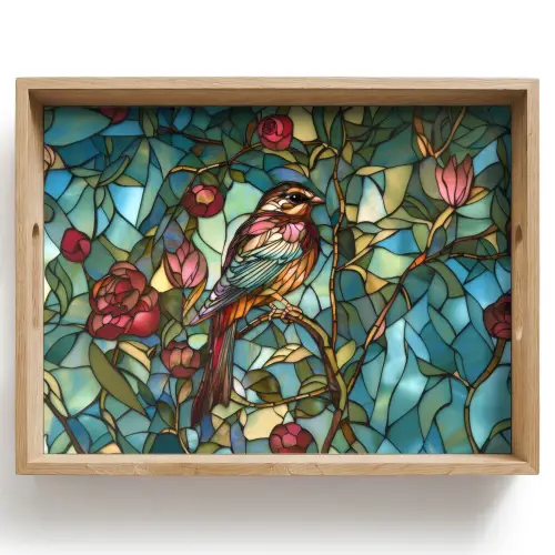 Vogel - Tak - Rozen - Mozaïek Dienblad Rechthoek middel -z3d_shopping