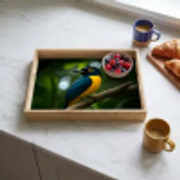 Vogel - Tak - Geel - Bladeren Dienblad Rechthoek middel -sfeer2