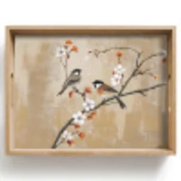 Vogels - Bloesemtak - Bloemen - Oranje Dienblad Rechthoek middel -z3d_shopping