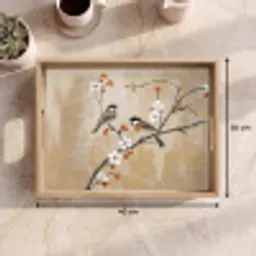 Vogels - Bloesemtak - Bloemen - Oranje Dienblad Rechthoek middel -USP_Formaat